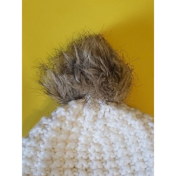 Womens Wool Blend Hat White W/ Pompom Casual Bohemian Style  Anne Klein - Picture 5 of 9